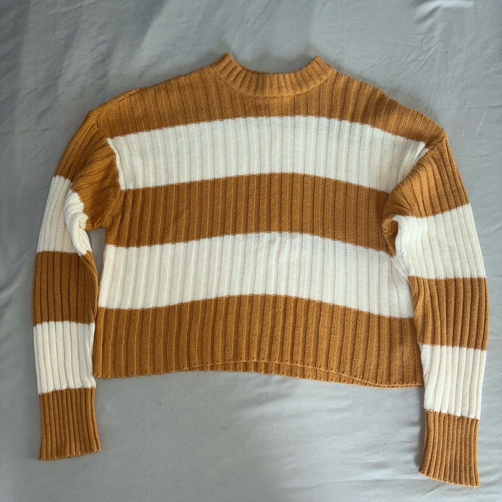 American Eagle Outfitters Yellow and White Striped Sweater